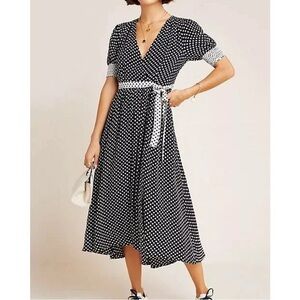 Maeve Anthropologie Breanna Polka Dot Midi Dress Size US 4
